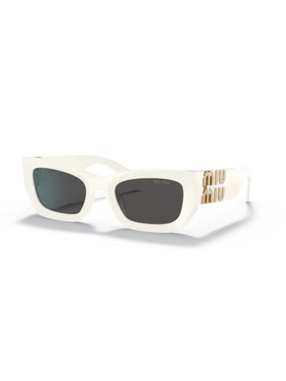 New Miu Miu Women's Sunglasses White Square Grey Lens Injected Frame MU 09WS 53